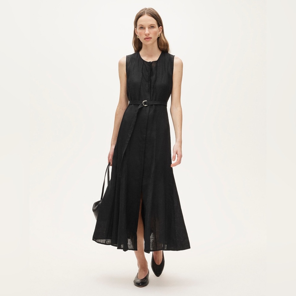 J Crew Seamed linen dress with removable belt Size Small